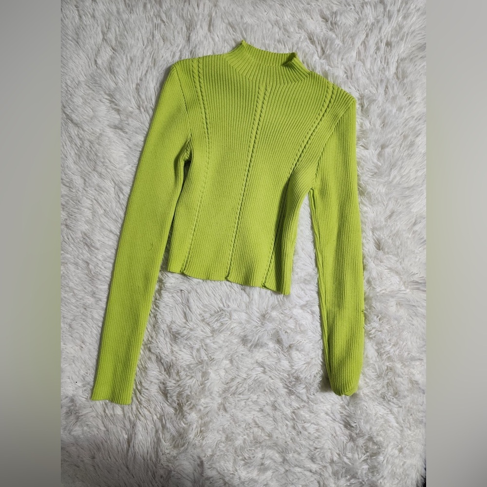 Vibrant Green Ribbed Sweater